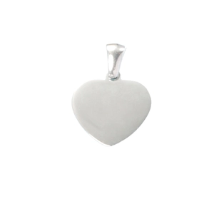 Polished silver heart pendant with mirror finish and bail for jewelry making