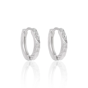 S990 Sterling Silver Faceted Diamond Cut Hoop Earrings For Women Minimalist Geometric Huggie Ear Hoops Niche Design Jewelry