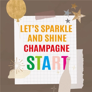 Scrapbook style background for alphabet stickers with champagne and sparkle gold details