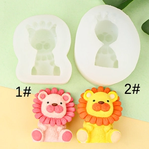 Cartoon Lion Silicone Mold For DIY Handmade Resin Plaster Aroma Candle Soap Cake Decorating Cute Animal Desktop Ornament