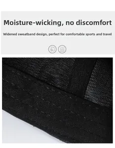 Close-up of the wide moisture-wicking sweatband inside the black baseball cap