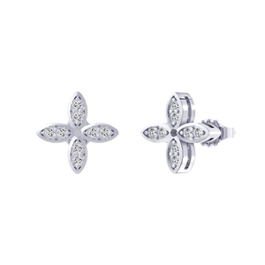 Sparkling silver windmill flower earrings with micro-inlaid diamonds for women