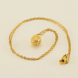 Elegant 18K gold-plated stainless steel necklace featuring a unique spiked sphere pendant