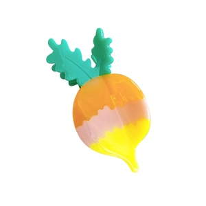 Unique vegetable-shaped acetate hair claw clip with colorful orange and pink gradient design