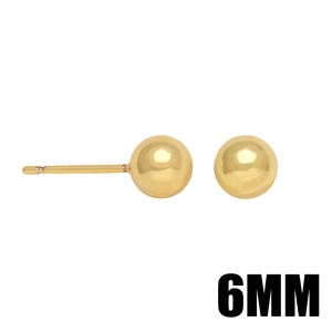 Orecchini a perno a sfera d'oro 6mm minimalisti placcati in oro 18K con finitura lucida