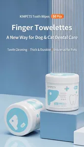 Detail of pet finger wipes with textured dots for dog and cat dental oral cleaning