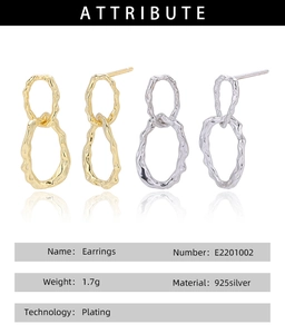 Detailed specs of S925 silver long circle earrings with gold and silver finish
