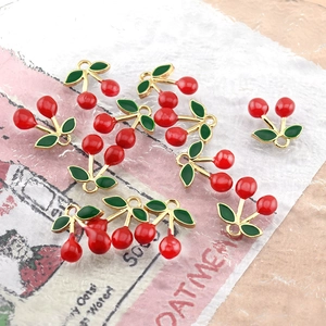 Détails de pendentifs cerise rouge avec bordure dorée pour la création de bijoux DIY