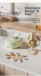 Christmas tree silicone heat resistant trivet set with stand and stacking pads