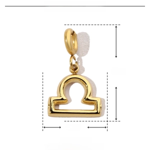 Detailed size chart of the gold Libra zodiac pendant made of durable stainless steel