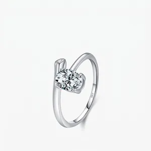 Elegant 925 Sterling Silver Ring For Women With Oval Pear Cubic Zirconia Bypass Design Shiny Delicate Jewelry Gift