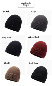 Detailed grid view showcasing six color options of ribbed knit beanies for winter