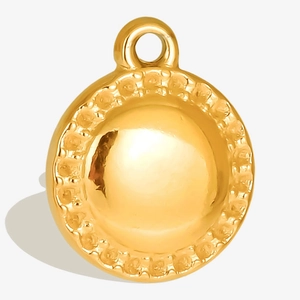Round Pendant Charm 304 Stainless Steel Textured Beaded Edge Smooth Dome DIY Jewelry Making Accessories For Necklaces