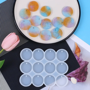 Translucent 12-hole circular silicone mold for DIY resin pendants and earrings