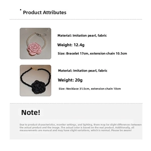 Tableau des tailles pour colliers roses en tissu et bracelets perles avec poids et dimensions