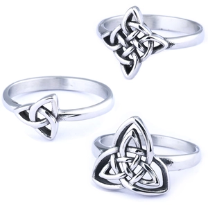 Retro Celtic knot stainless steel rings set in vintage silver finish for women