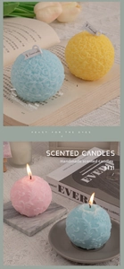 Detailed relief texture of handmade rose floral scented candles for home decor