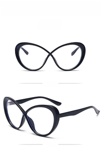Front and side view of black TR90 cat-eye blue light blocking glasses frames
