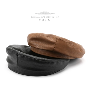 Vintage PU Leather Beret Hat For Women Retro Octagonal Newsboy Cap Streetwear Solid Color Autumn Winter Outdoor