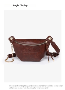 Braune Vintage-Satteltasche aus Kunstleder mit goldener Kette und geflochtenem Quast