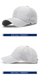Close-up of quick-dry baseball cap with laser-perforated breathable side panels