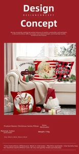 Detailed Christmas pillow covers set in cotton linen featuring Santa and reindeer designs
