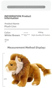 Vue détaillée des matériaux de la peluche lion en fausse fourrure douce et coton PP de qualité