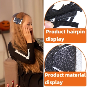 Halloween glitter spider bow hair clips for women and kids party decoration accessories