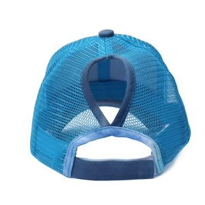 Blaue Mesh-Pferdeschwanz-Baseballkappe mit atmungsaktivem Sternmuster und Klettverschluss