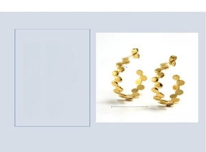 Detail view of 18K gold plated stainless steel hoop earrings with 24x9mm size specs