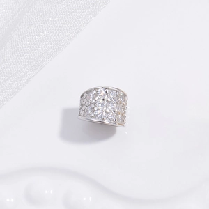 Macro shot of S925 silver barrel bead with paved zircon stones for DIY jewelry making