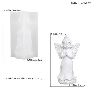 Detailed silicone mold for DIY butterfly girl figure with dimensions and 52g product weight