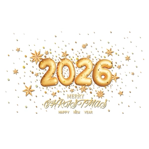 3D golden 2026 Merry Christmas and Happy New Year static window stickers for festive decor