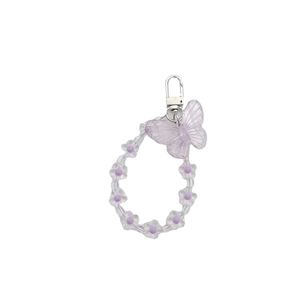 Colorful translucent butterfly and flower charm with silver lobster clasp for keychains