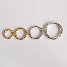 Polished gold and silver alloy spring O-rings in four sizes for bags and keychains