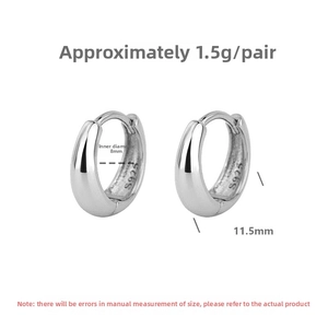 Detail of 8mm inner diameter S925 sterling silver hoop earrings with clear hallmark