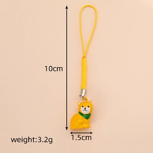 Detail of yellow Shiba Inu pendant with dimensions 10cm length and 1.5cm width