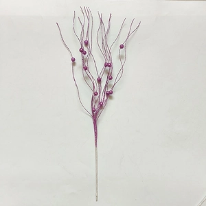 Detailed close-up of 43cm purple glitter berry branches for Christmas tree decorations