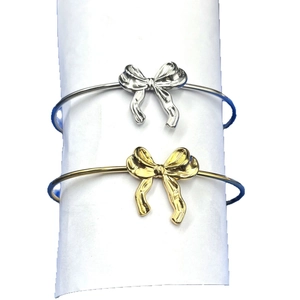 Simple Bracelet Jonc Nœud en Acier Inoxydable pour Femmes Mode Poli Papillon Nœud Ouvert Bijoux de Banlieue Cadeau
