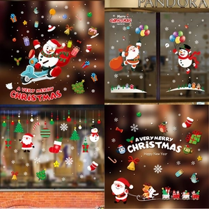Christmas window static stickers set featuring Santa, reindeer, and snowflakes for glass