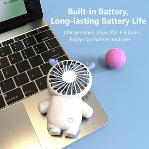 Portable cat mini USB fan with built-in battery and 3-hour runtime for travel