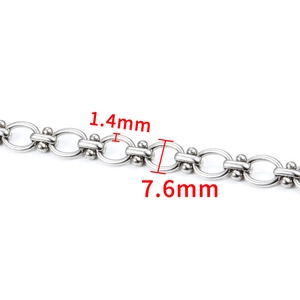 Chaîne à maillons en acier inoxydable argenté 1,4mm épaisseur et 7,6mm largeur pour bijoux