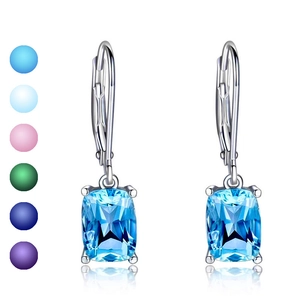 Cushion Cut Dangle Earrings Copper Cubic Zirconia Leverback Drop Jewelry For Women Fashion Commute Elegant Accessories