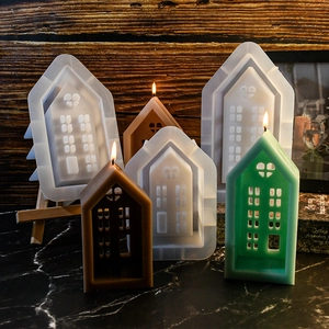 3D-huis siliconen mal set voor geurkaarsen en hars decoratieve ambachten maken