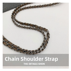 Sangle de chaîne en métal entrelacée en cuir de rechange pour sacs à main et bandoulières.