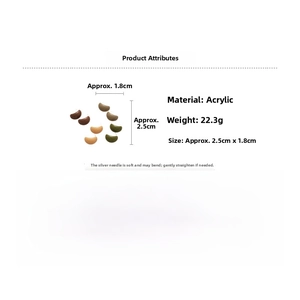 Detailed view of acrylic C-shaped earrings showing dimensions and earth tone colors