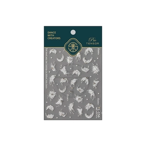 Adesivi per nail art con fiori bianchi eleganti TL-156 con strass e motivi di foglie