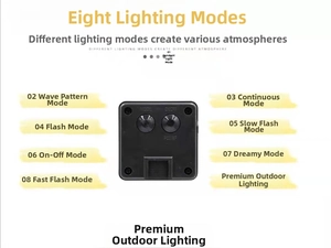 Solar panel controller for outdoor rose lights with 8 modes and ON/OFF power buttons