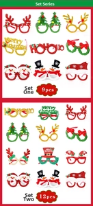 Selection of 9 and 12 piece Christmas glitter party glasses frames for holiday fun