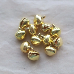 Golden round metal bells with top hanging loops for pet toys and DIY jewelry making